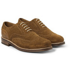 Grenson Stanley Suede and Pebbled Leather Wingtip Brogues