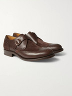 O'Keeffe Algy Suede and Leather Monk-Strap Brogues