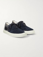 Folk Suede and Leather-Panelled Sneakers