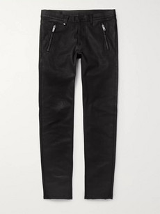 ALEXANDER MCQUEEN Leather-Pocket Slim-Fit Coated Denim Jeans