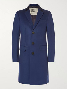 Burberry London Velvet-Trimmed Virgin Wool and Cashmere-Blend Overcoat
