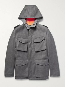 Wooster + Lardini Reversible Wool And Shell Hooded Field Jacket