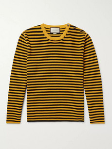 GUCCI Striped Knit Crewneck Sweater, Yellow/Black | ModeSens