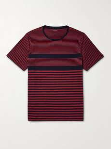 Club Monaco Striped Cotton-jersey T-shirt In Claret