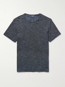 Club Monaco Space-dyed Knitted Cotton T-shirt In Midnight Blue