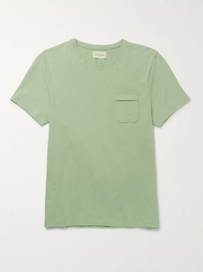 Oliver Spencer Envelope Mélange Cotton-jersey T-shirt In Leaf Green