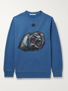 GIVENCHY MONKEY BROTHERS CUBAN-FIT PRINTED FLEECE-BACK COTTON-JERSEY SWEATSHIRT