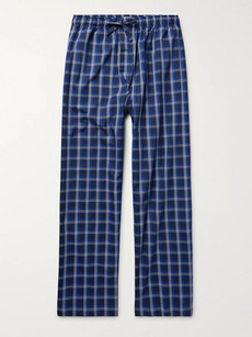Derek Rose Barker Checked Cotton Pyjama Trousers In Midnight Blue