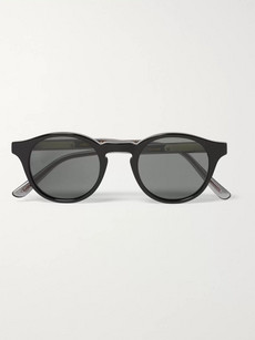 Bottega Veneta Round-frame Acetate And Gunmetal-tone Polarised Sunglasses In Black