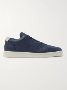 Balenciaga Urban Low Textured-leather Sneakers In Navy