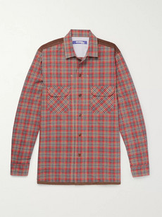 Junya Watanabe Patchwork Checked Cotton-flannel Shirt In Red