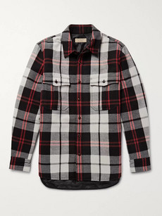 Burberry Quilted Checked Wool-blend Overshirt In Red | ModeSens