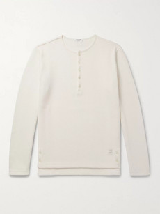 Thom Browne Honeycomb-knit Cotton Henley T-shirt In White