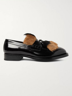 Prada Contrast-trimmed Leather Tasselled Loafers