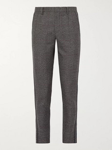 WOOYOUNGMI SLIM-FIT CONTRAST-PIPED PRINCE OF WALES CHECKED WOOL TROUSERS