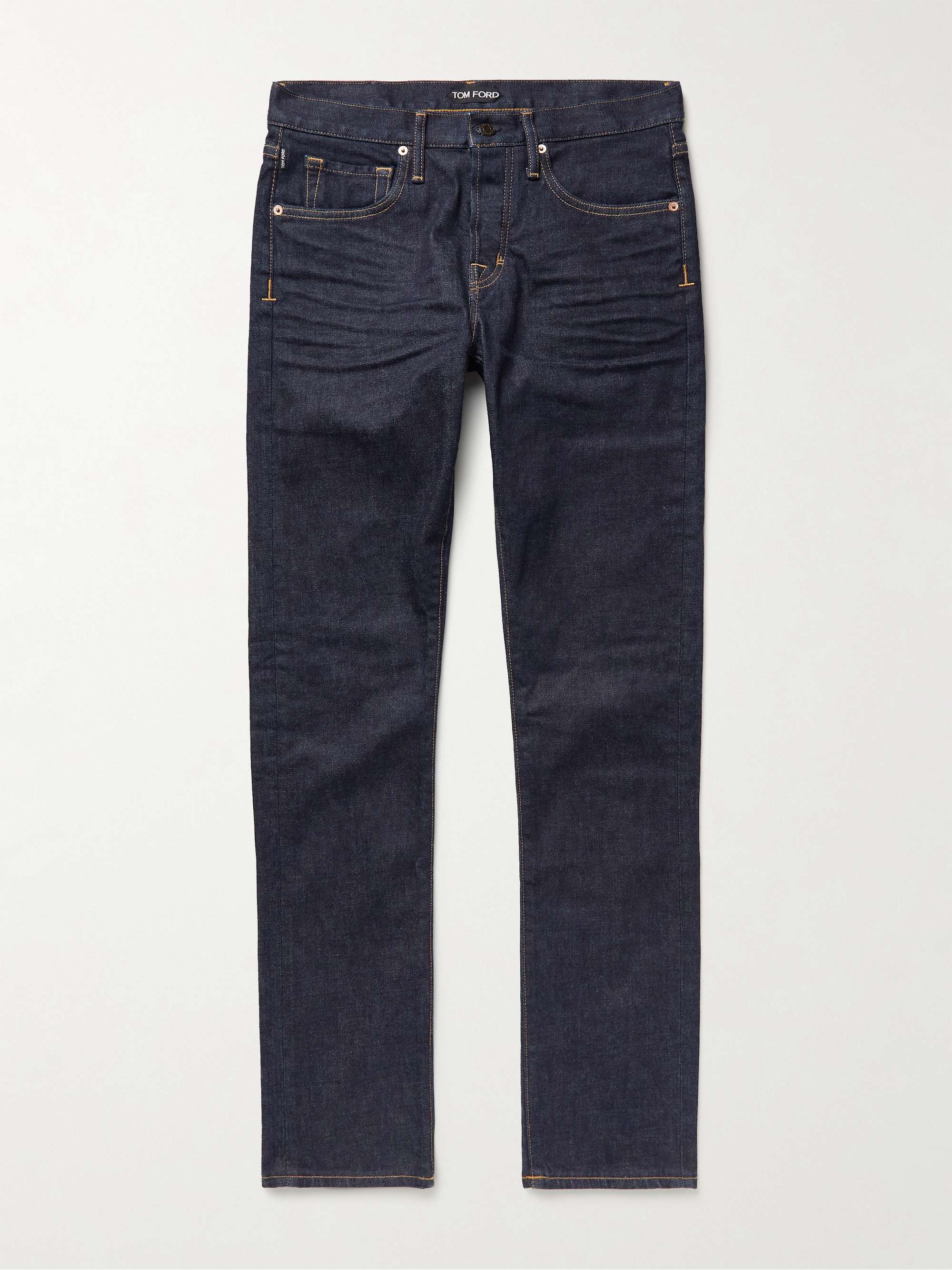 Tom Ford Denim Slim-fit Selvedge Jeans in Black for Men Mens Clothing Jeans Straight-leg jeans 