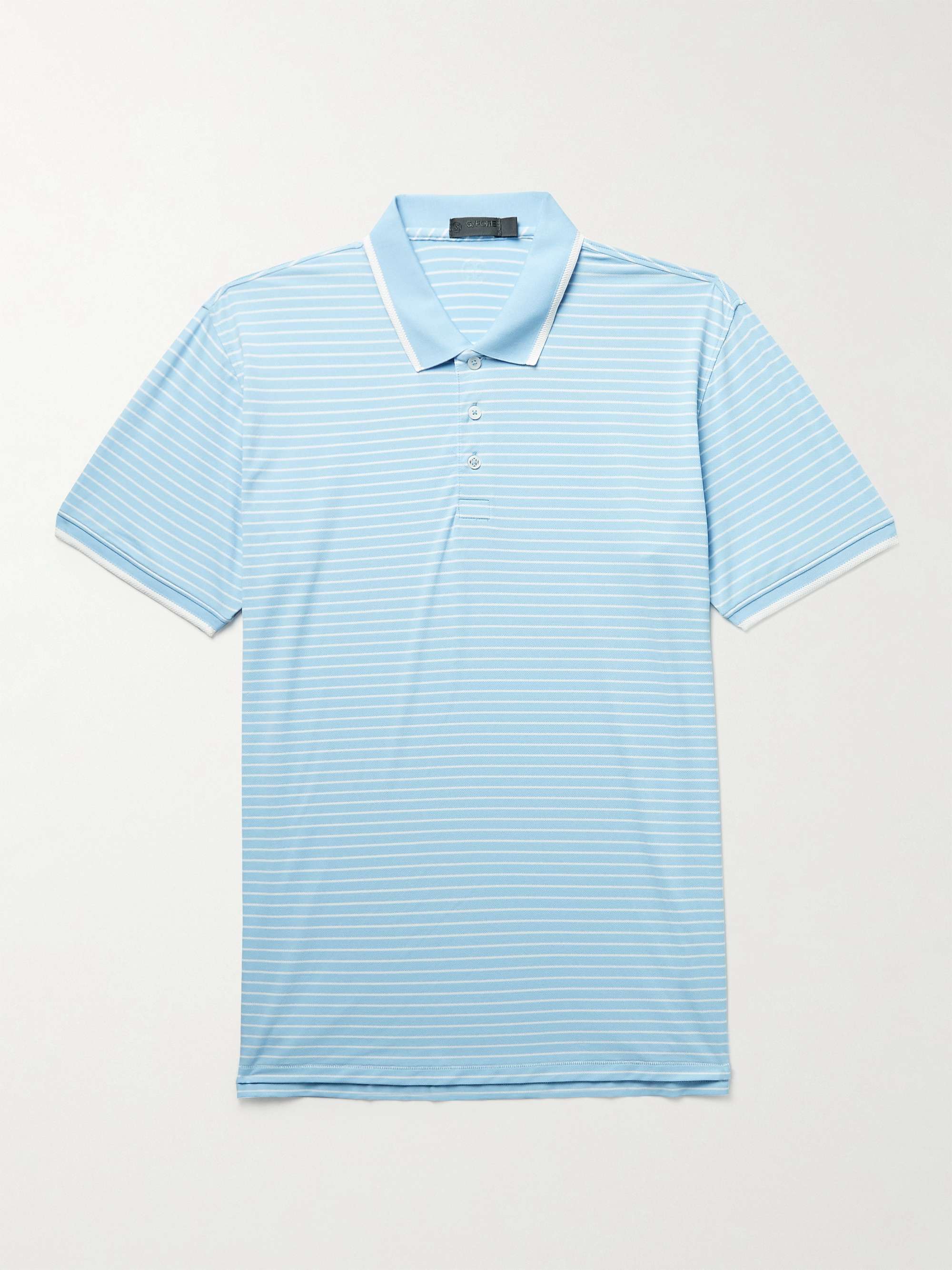Striped Perforated Stretch-Jersey Golf Polo Shirt