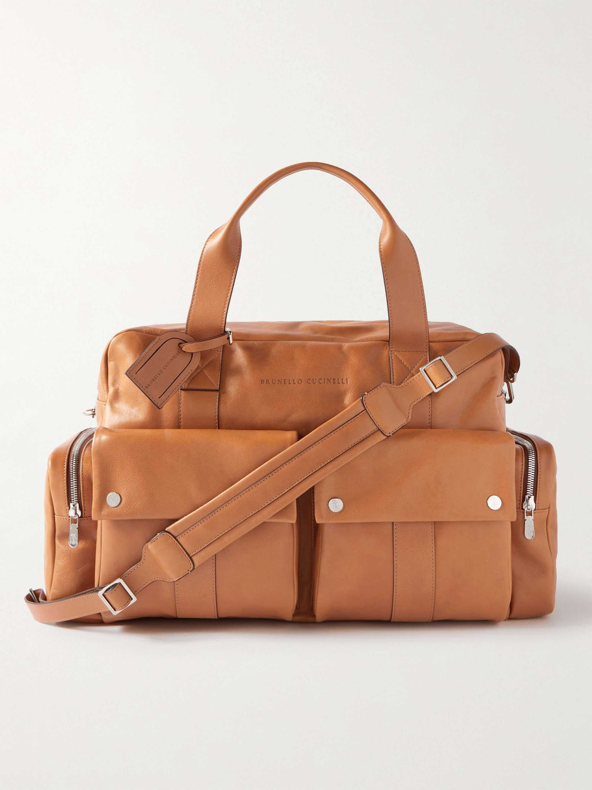 Mens Bags Duffel bags and weekend bags Brunello Cucinelli Leather Flap-pocket Holdall in Brown for Men 