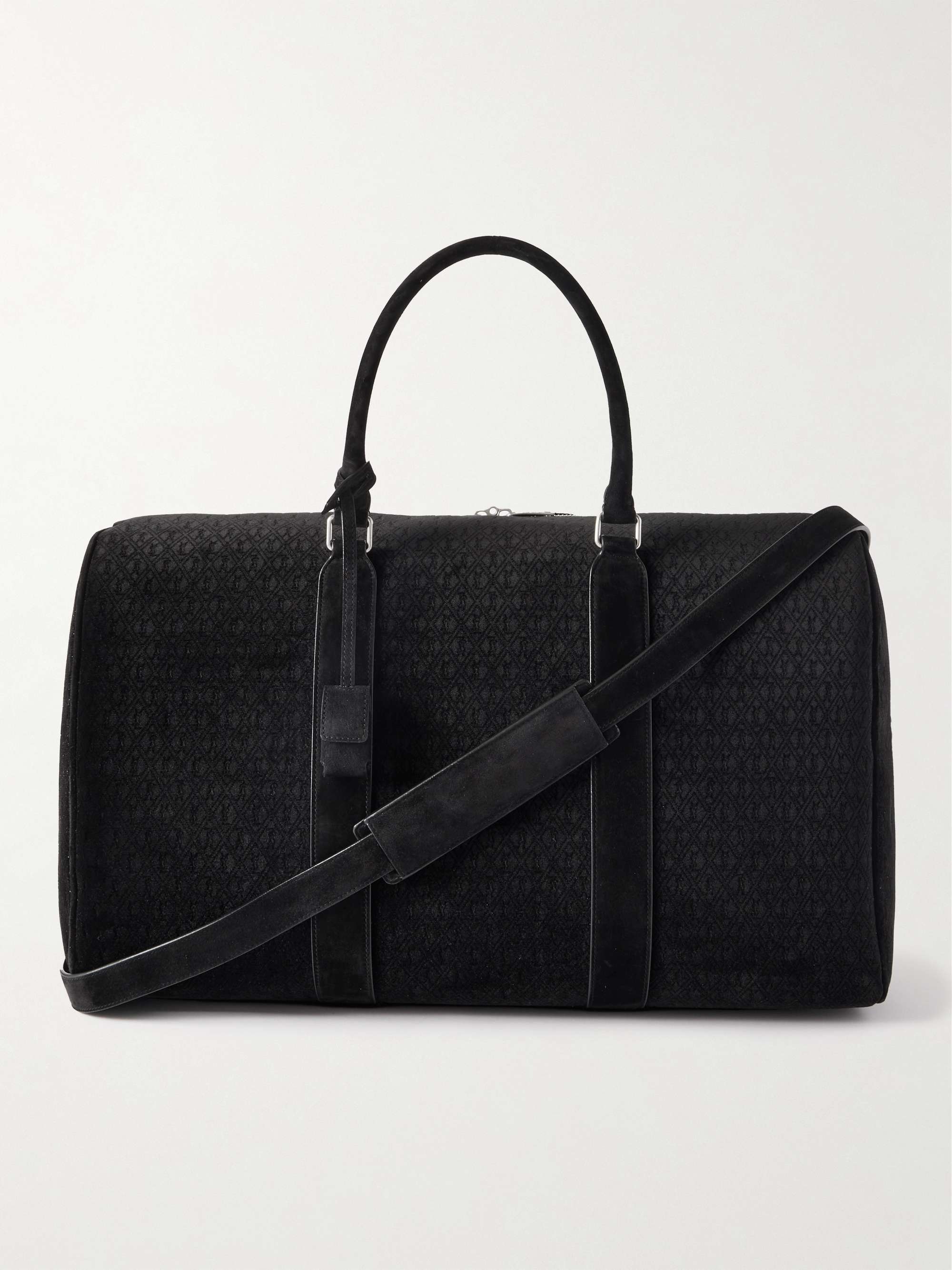 Mens Bags Duffel bags and weekend bags Loewe Amazona Leather-trimmed Logo-jacquard Canvas Holdall in Black for Men 