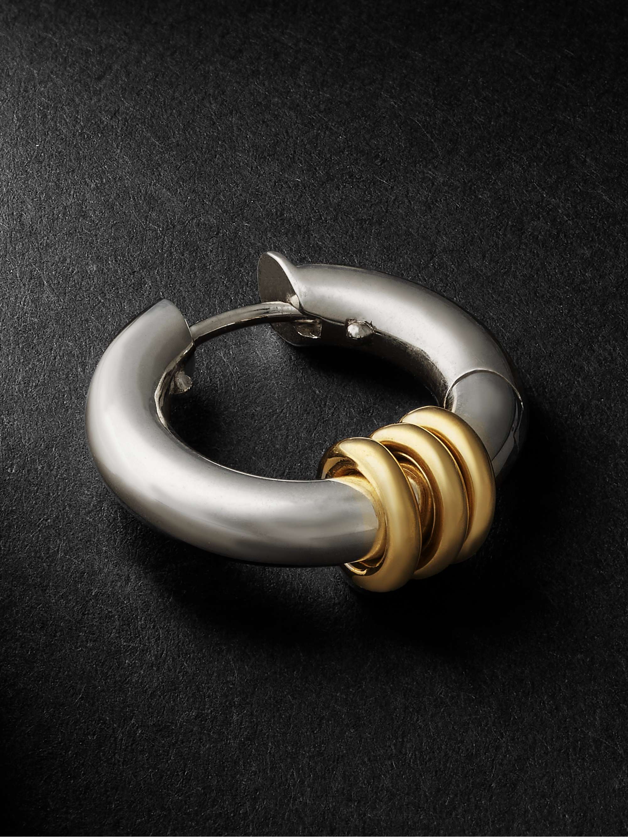 Atterley Accessories Jewelry Earrings Hoop Pill Hoop Earring 2 Tone Silver and Gold on Silver Hoop 