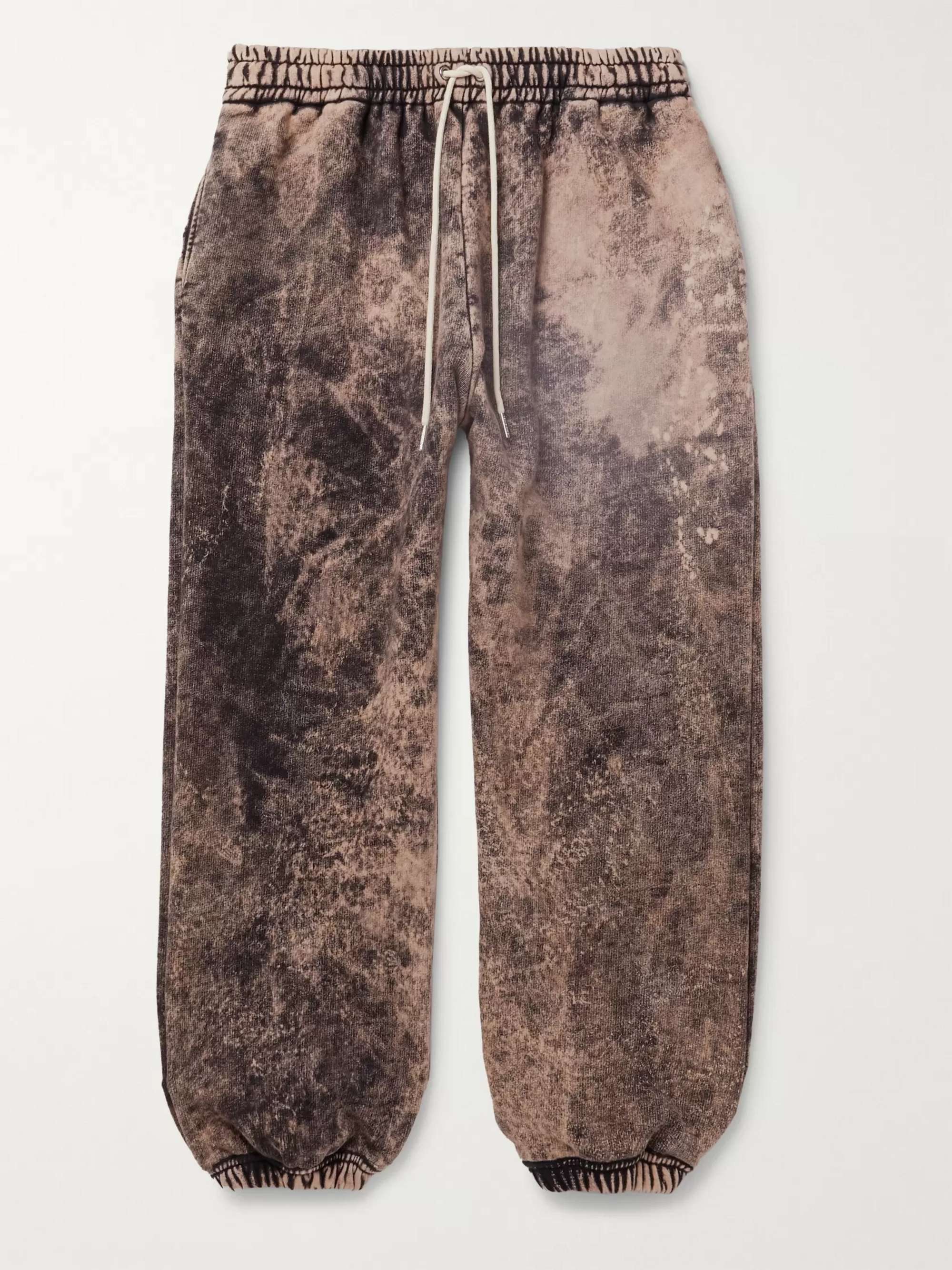 Brown Celine-Embroidered Acid-Washed Loopback Cotton-Jersey Sweatpants |  CELINE HOMME | MR PORTER