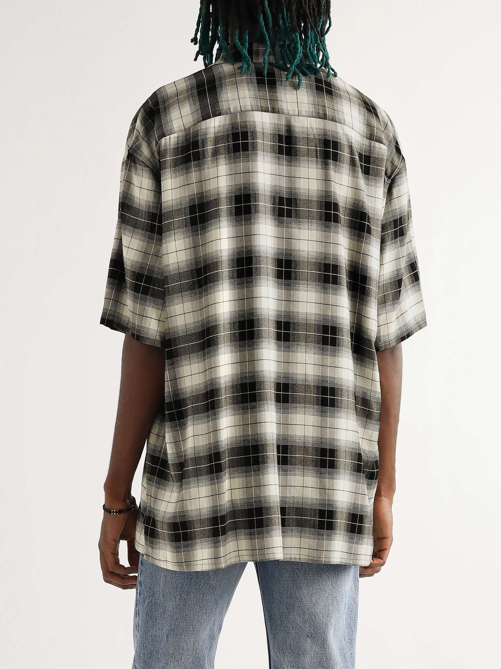 CELINE HOMME Camp-Collar Checked Woven Shirt