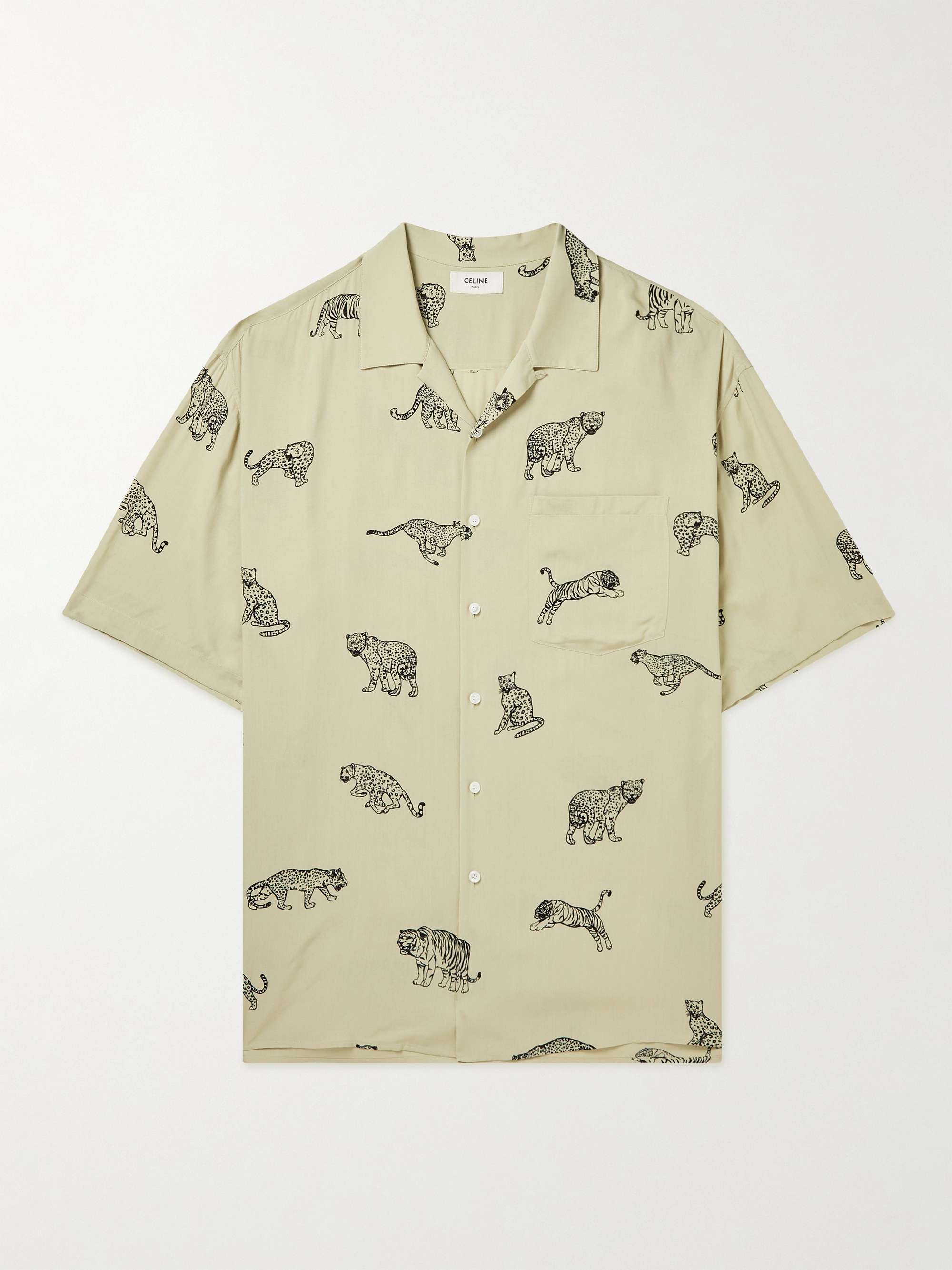 Oversized Camp-Collar Printed Voile Shirt