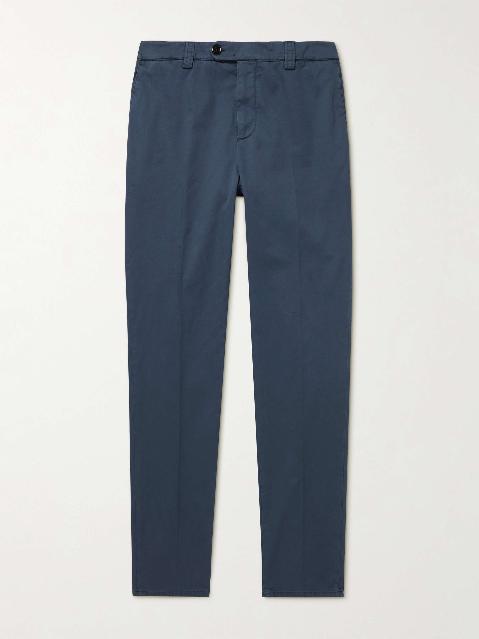 BRUNELLO CUCINELLI Blue Cotton Gabardine Pants Trousers Slim Fit 54 NEW 38 2017