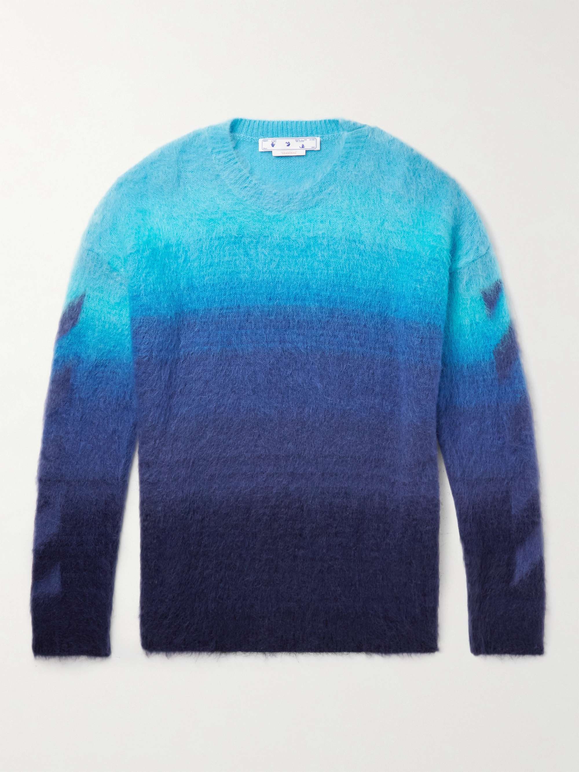 Blue Dégradé Brushed Mohair-Blend Sweater | OFF-WHITE | MR PORTER