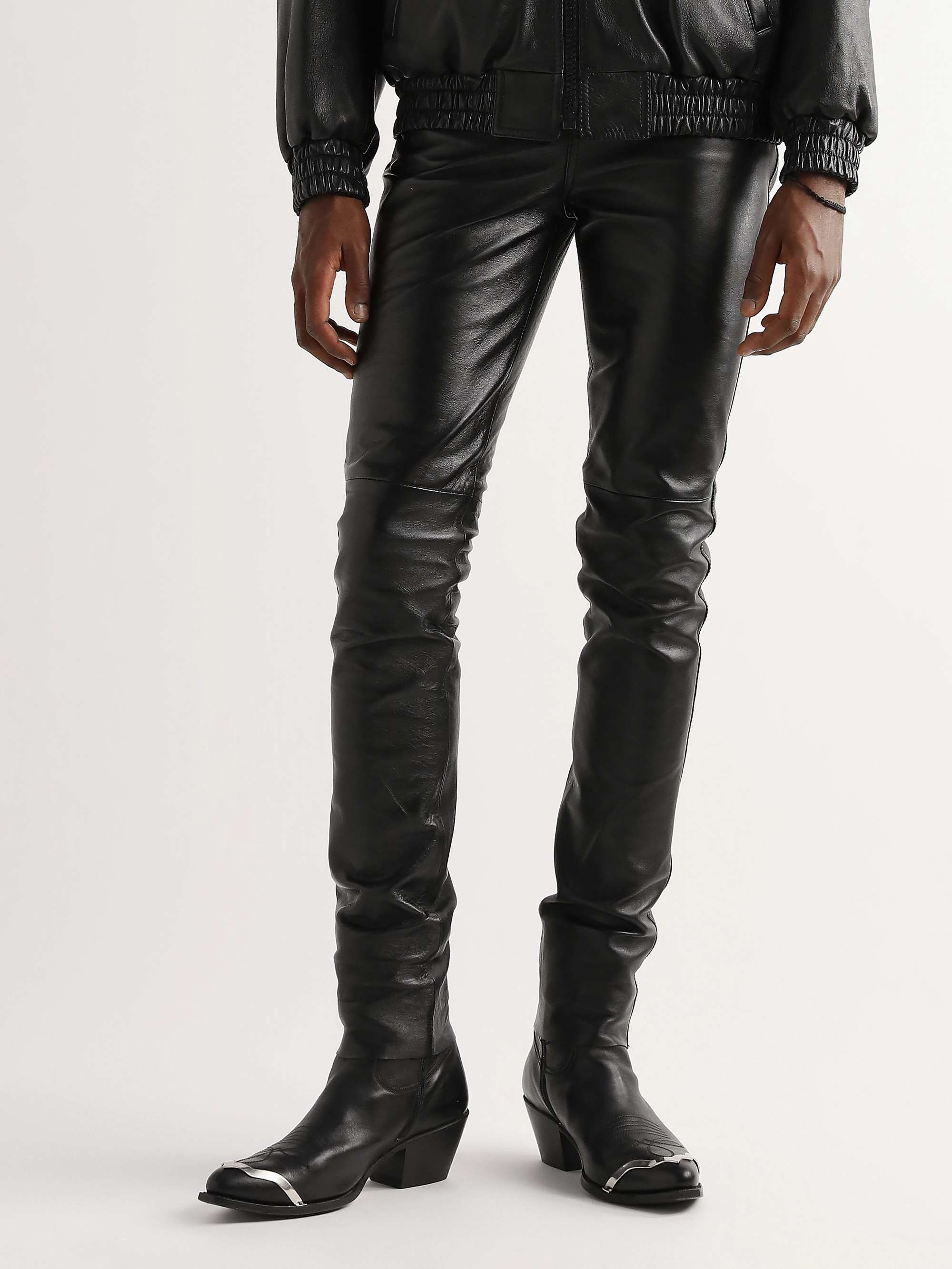 CELINE HOMME Slim-Fit Leather Trousers