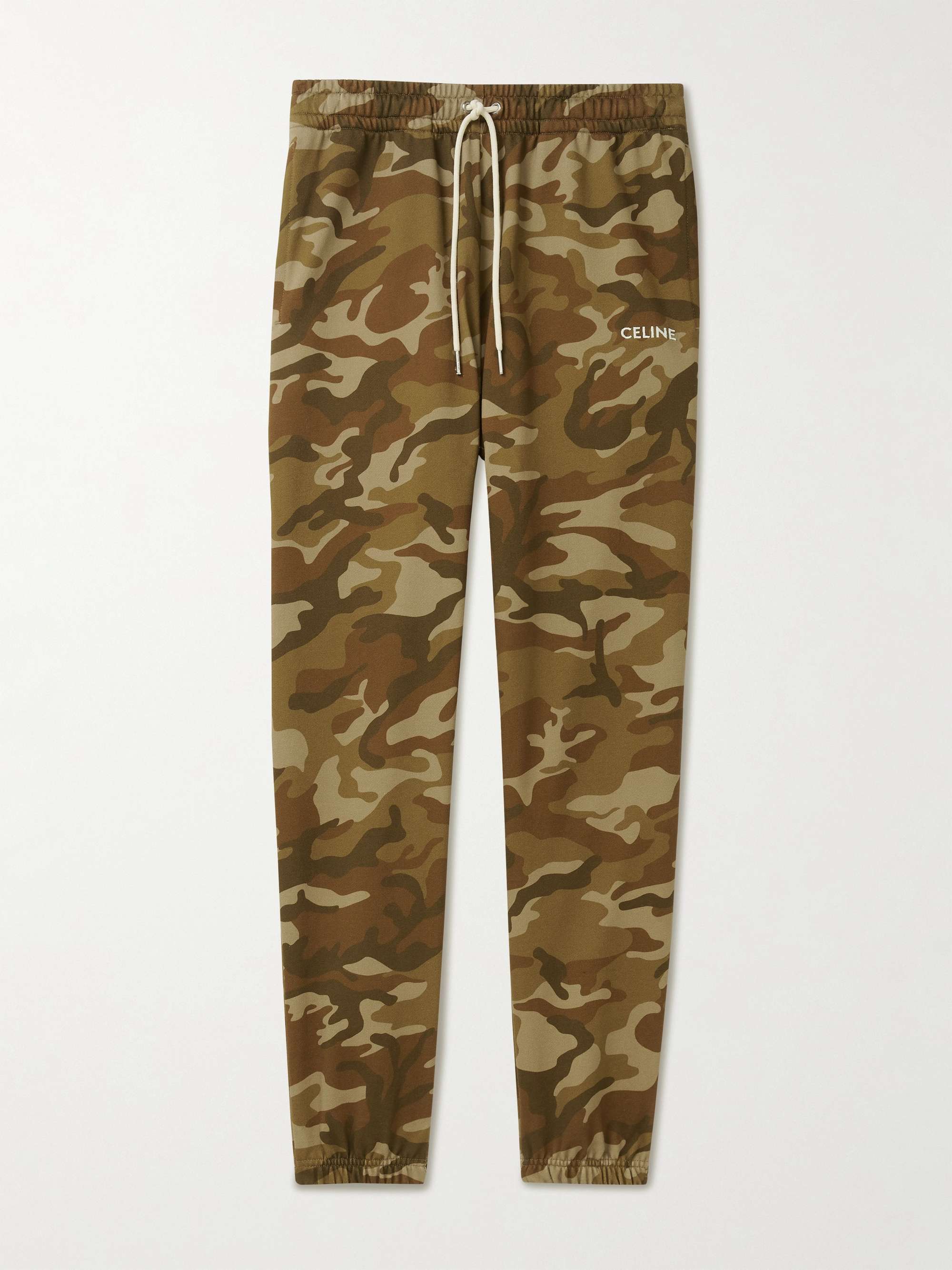 Slim-Fit Tapered Camouflage-Print Cotton-Jersey Sweatpants