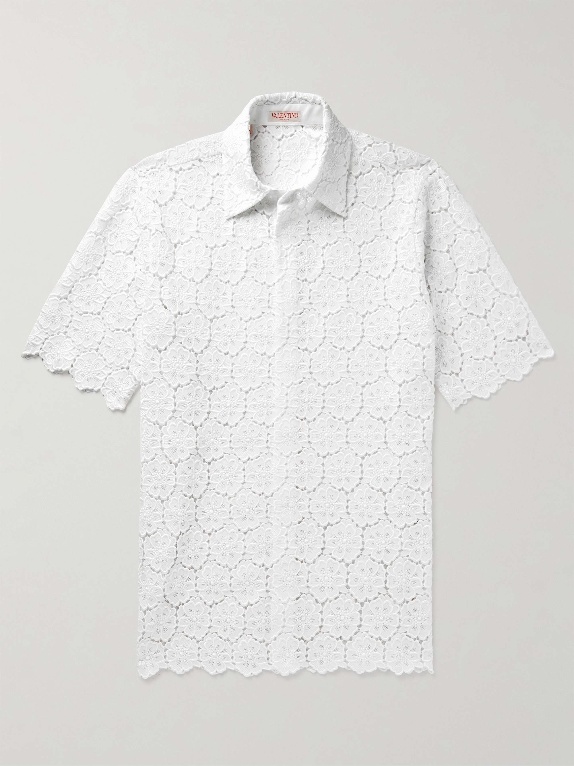 Cotton-Blend Macramé Lace Shirt