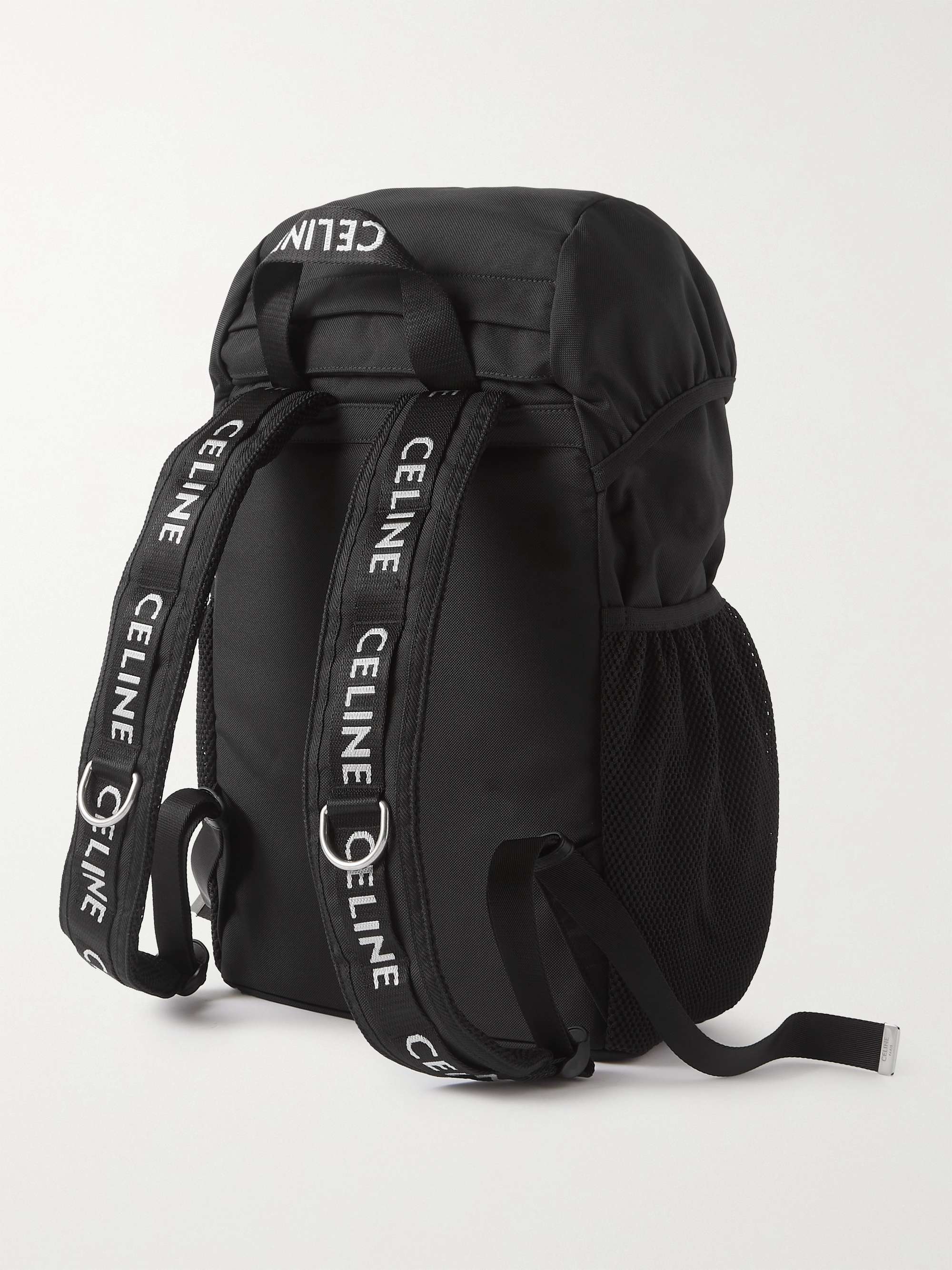CELINE HOMME Logo Webbing-Trimmed Gabardine Backpack