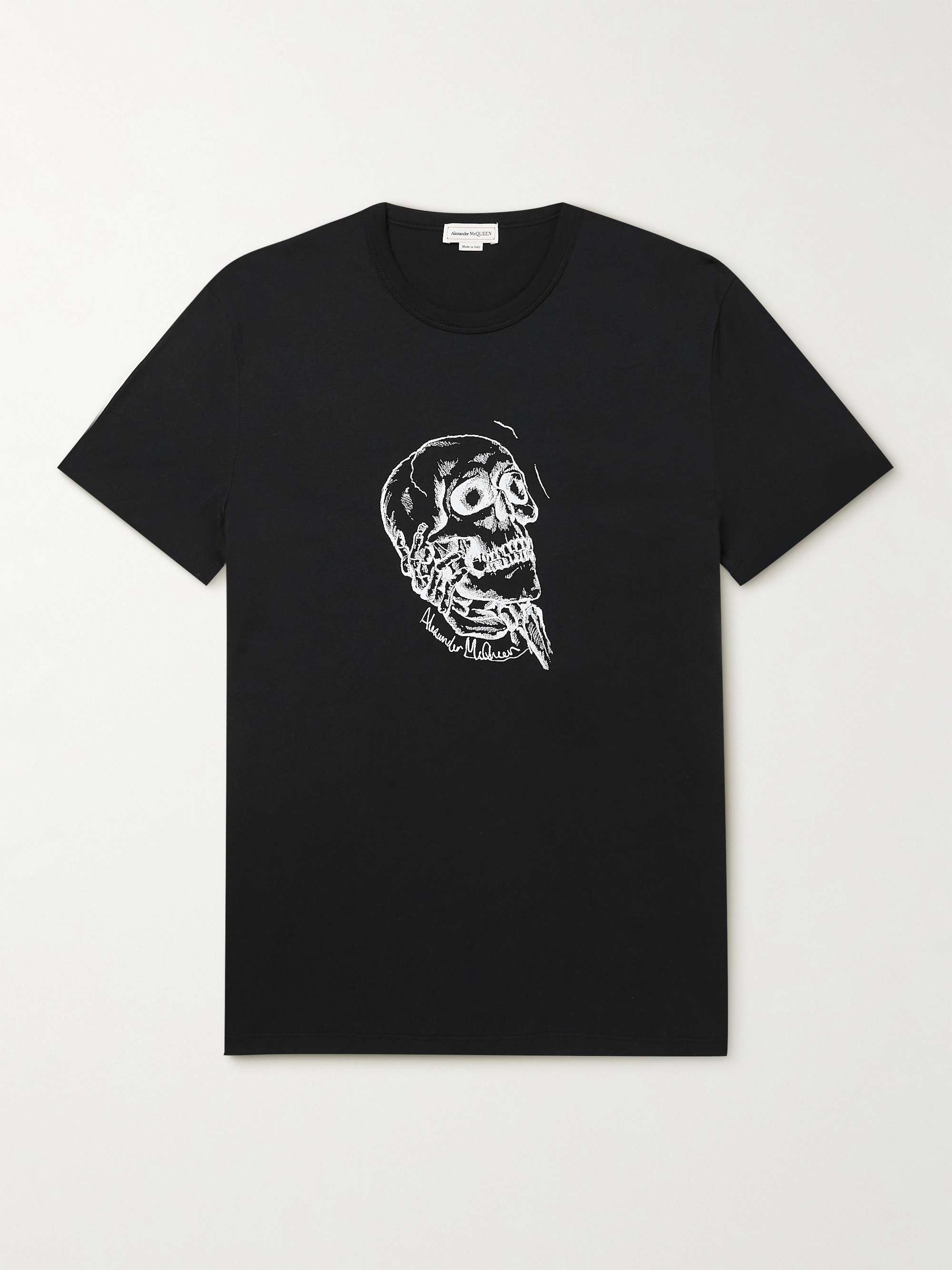 Black Printed Cotton-Jersey T-Shirt | ALEXANDER MCQUEEN | MR PORTER