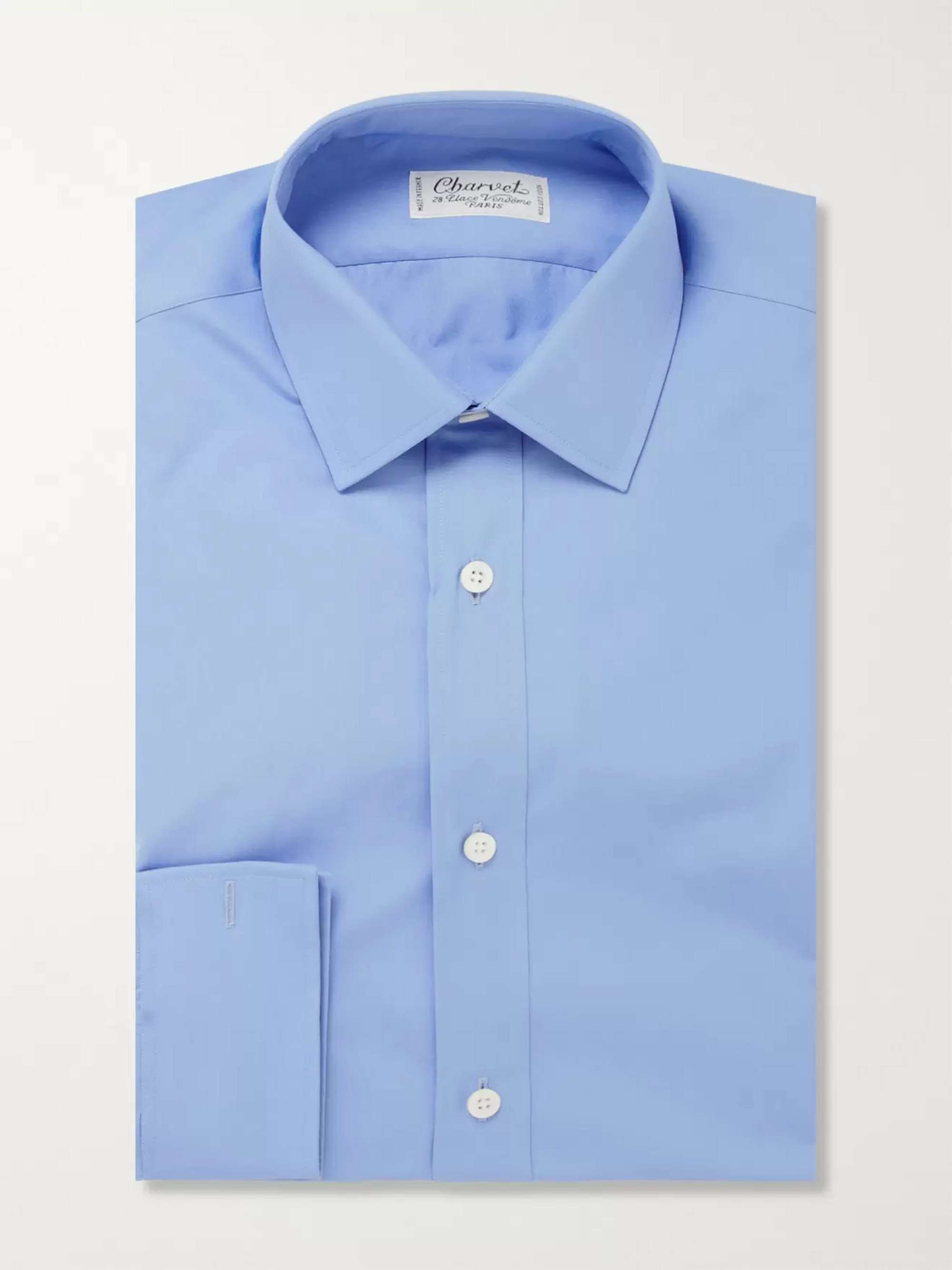 当店在庫だから安心 Made in France Charvet Shirt Blue ① シャツ