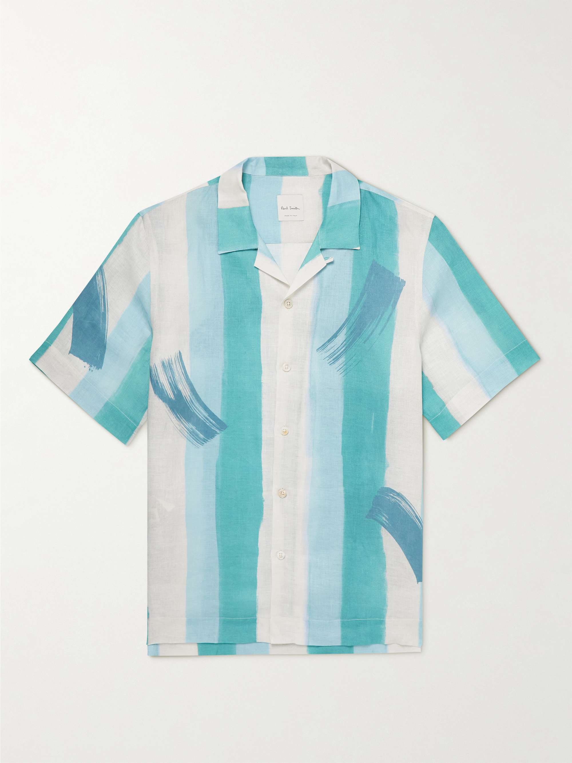 Blue Convertible-Collar Striped Linen Shirt | PAUL SMITH | MR PORTER