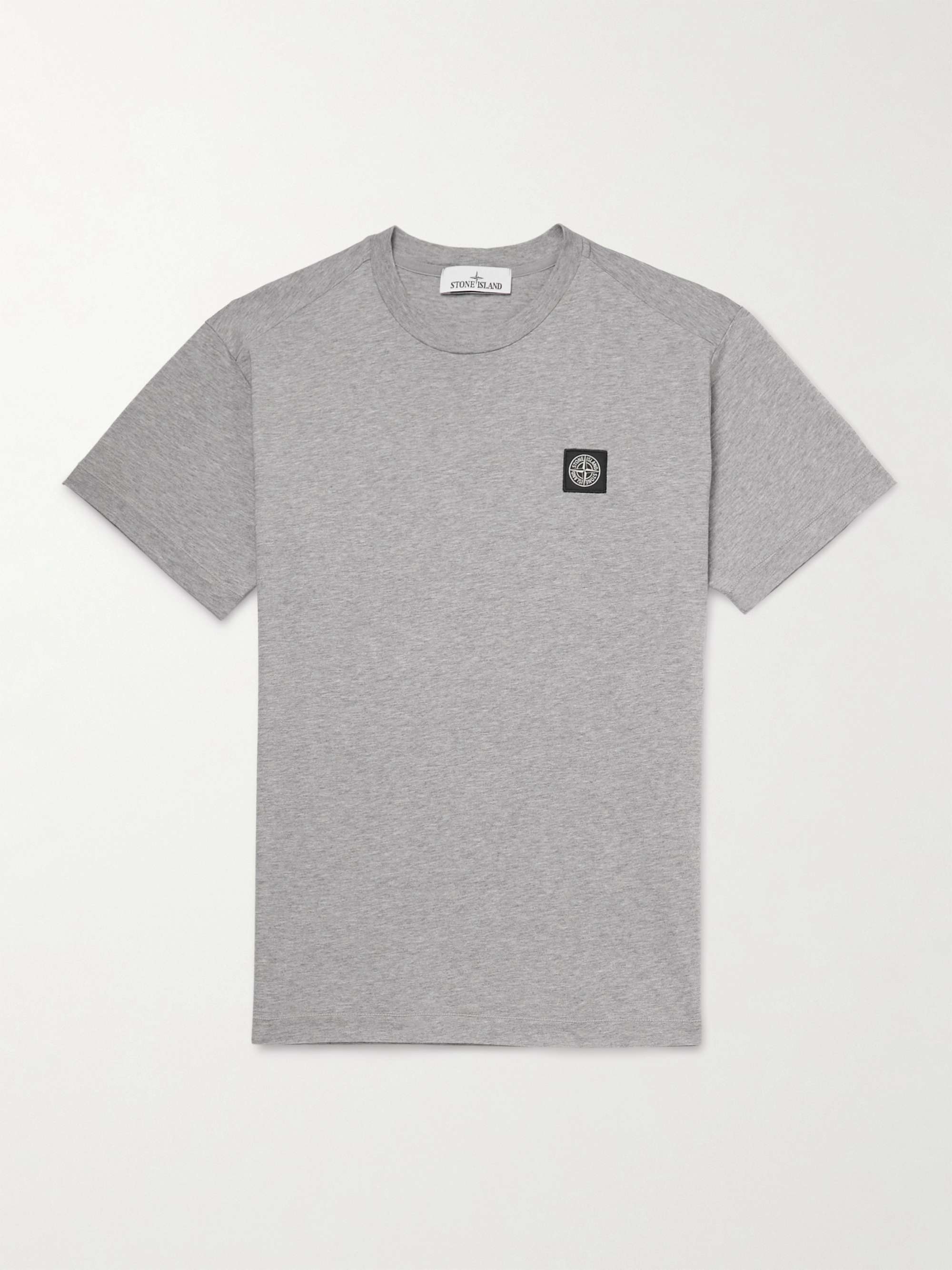 Mens Clothing T-shirts Short sleeve t-shirts for Men Stone Island Cotton Chest Logo T-shirt Melange in Grey Grey 