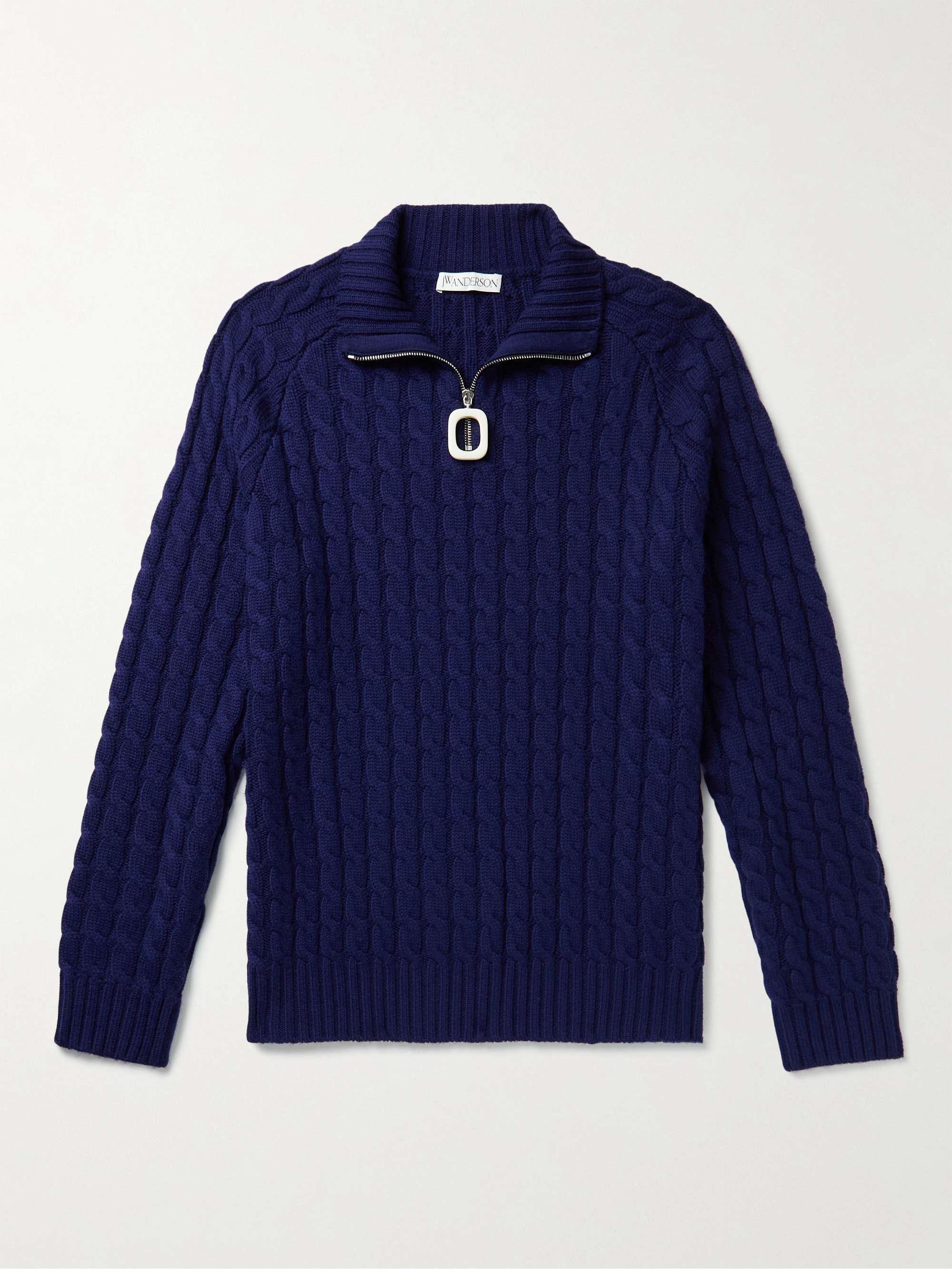 JW Anderson Wool Cable Knit Jumper in Black Mens Clothing Sweaters and knitwear Turtlenecks for Men Blue 