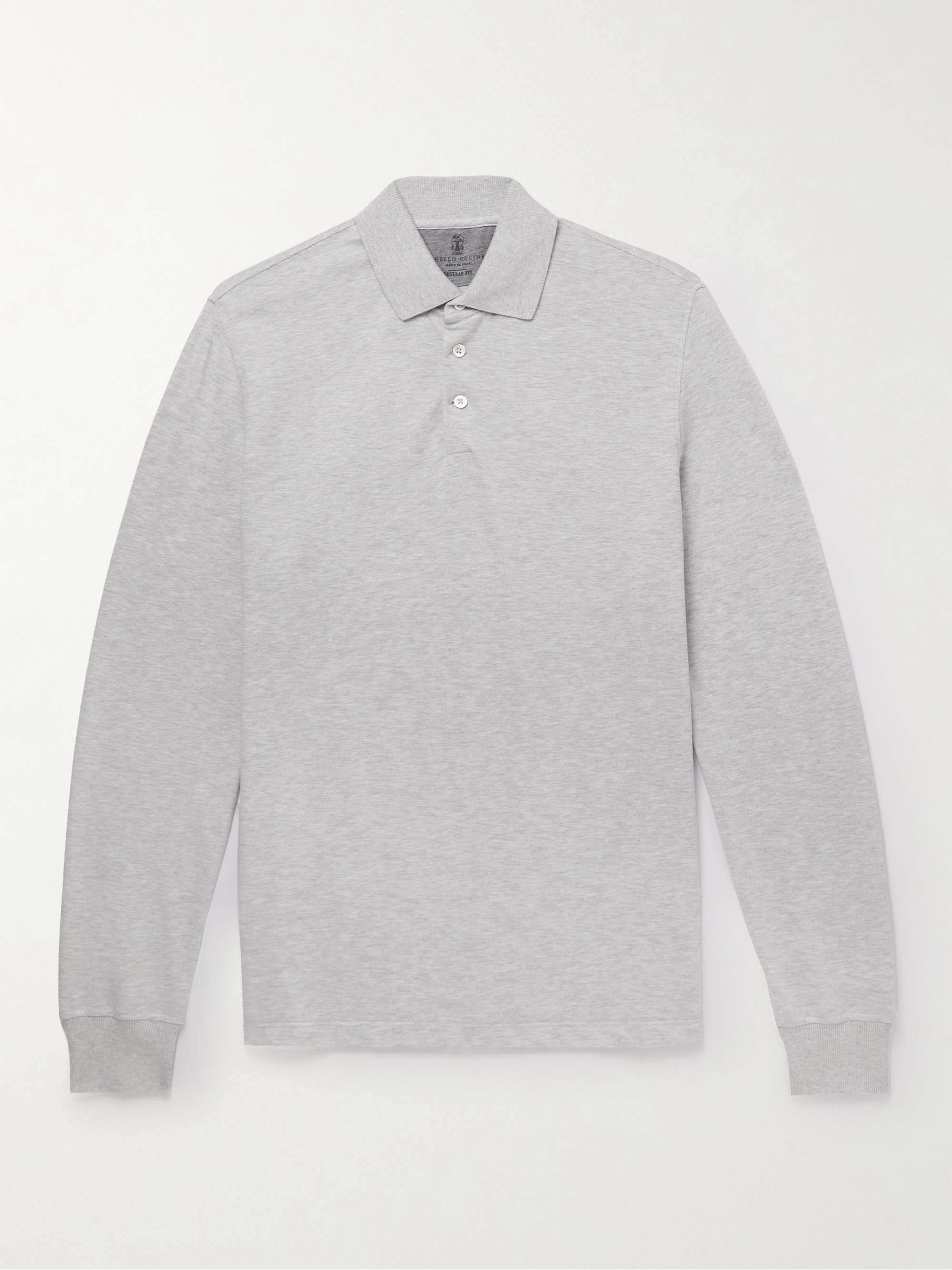 Mens T-shirts Brunello Cucinelli T-shirts Brunello Cucinelli Logo Cotton Polo Shirt in Grey White for Men 