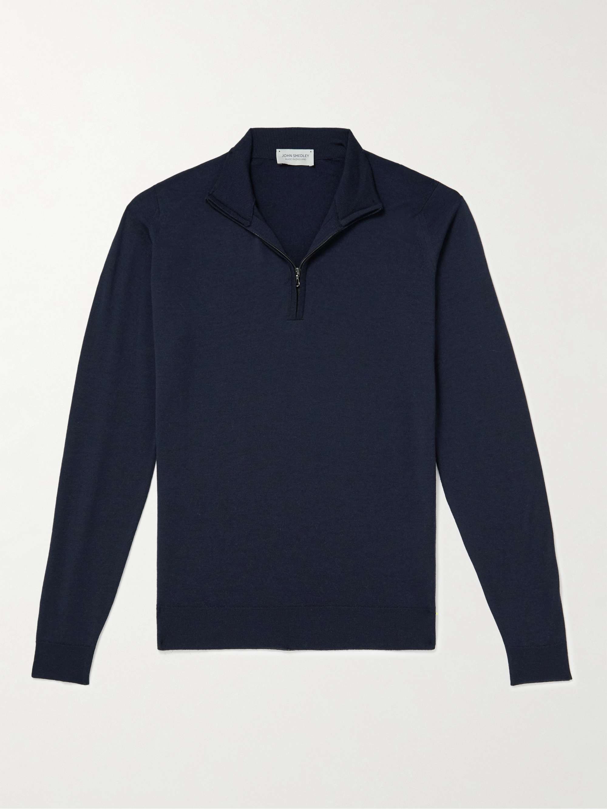 John Smedley Barrow Zip Pullover Sweater in Midnight Blue for Men Mens Clothing Sweaters and knitwear Zipped sweaters 
