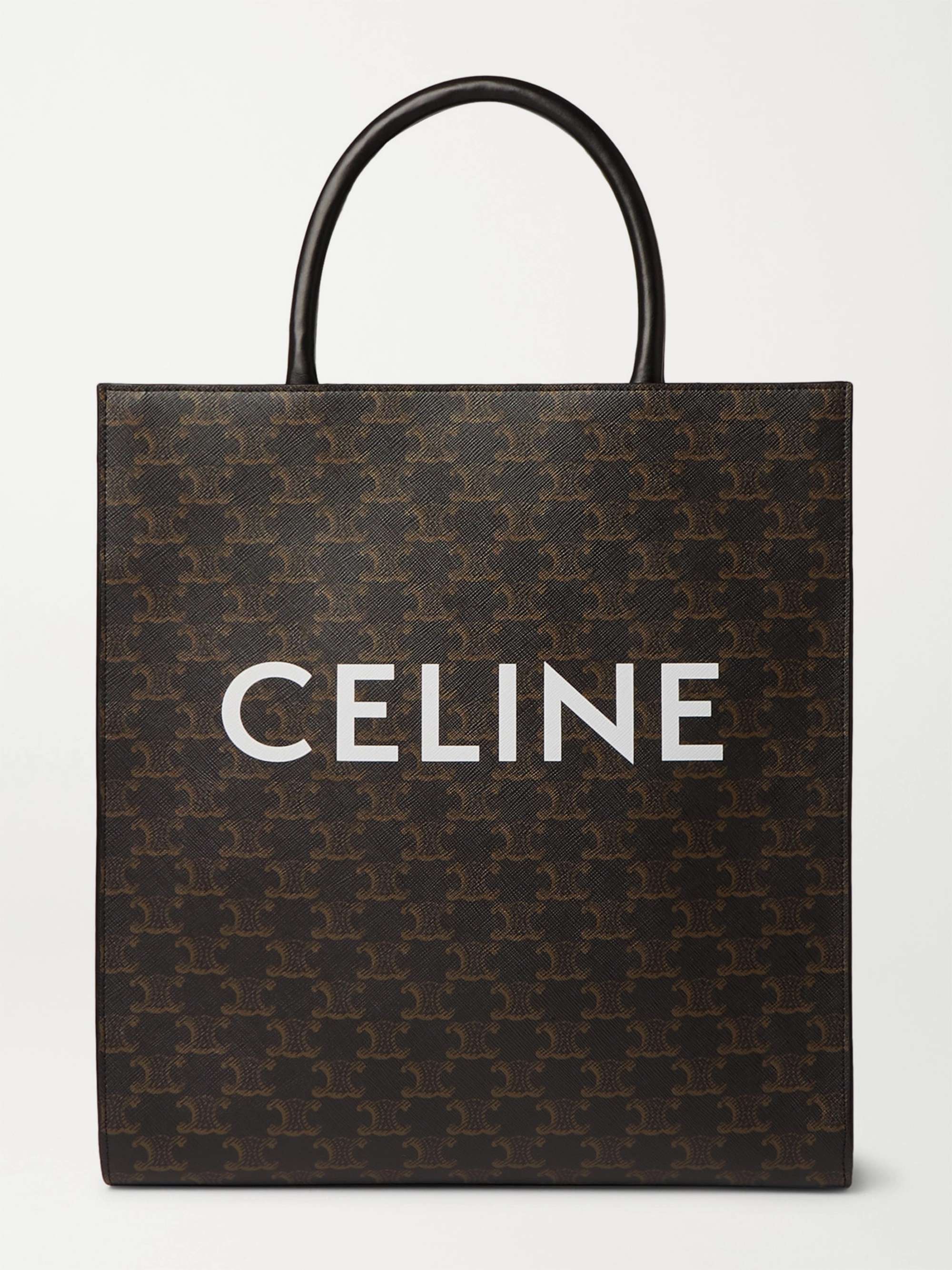 CELINE HOMME Leather-Trimmed Logo-Print Coated-Canvas Tote Bag