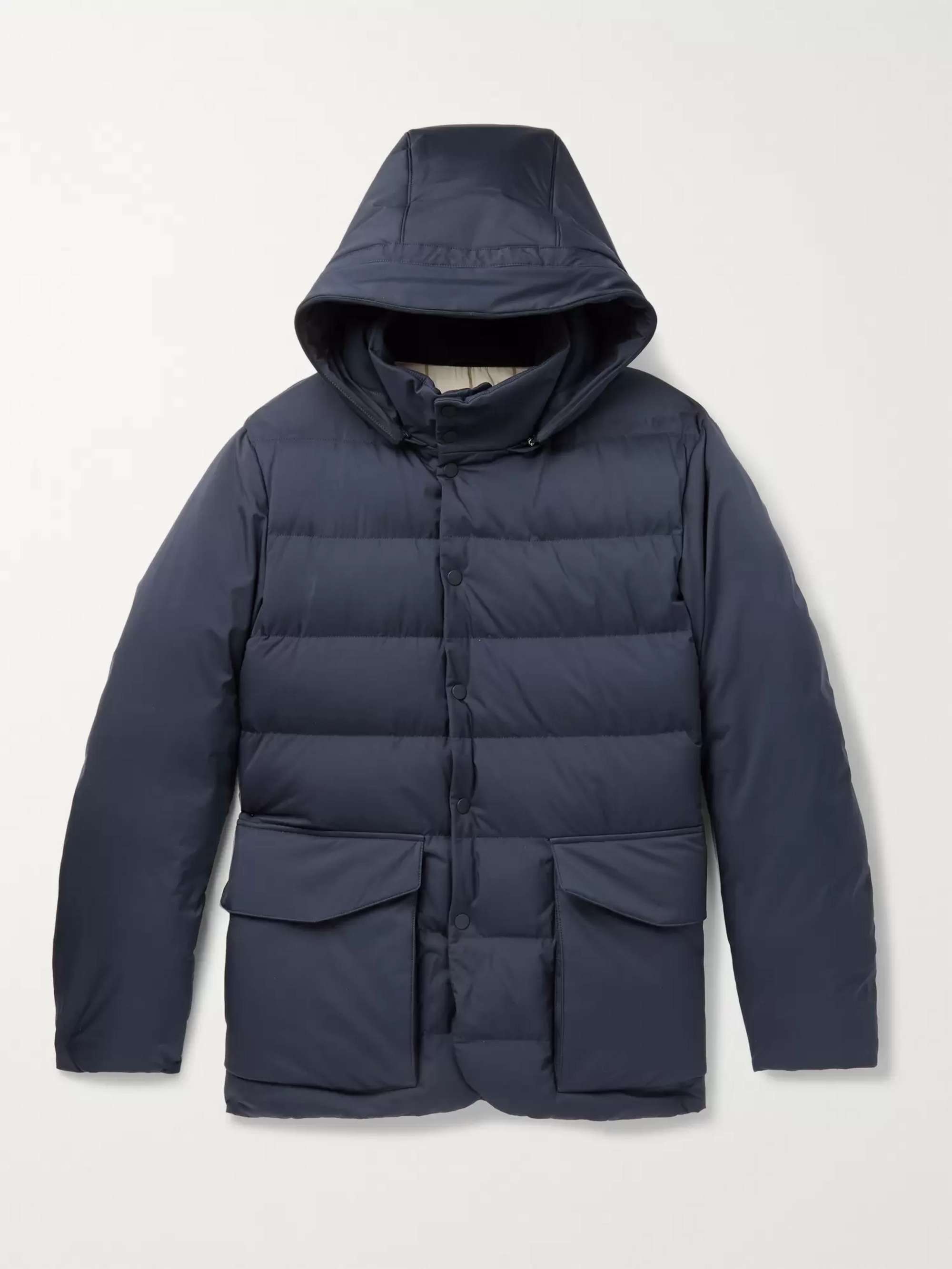 Clearwater Quilted Storm System Shell Hooded Down Jacket