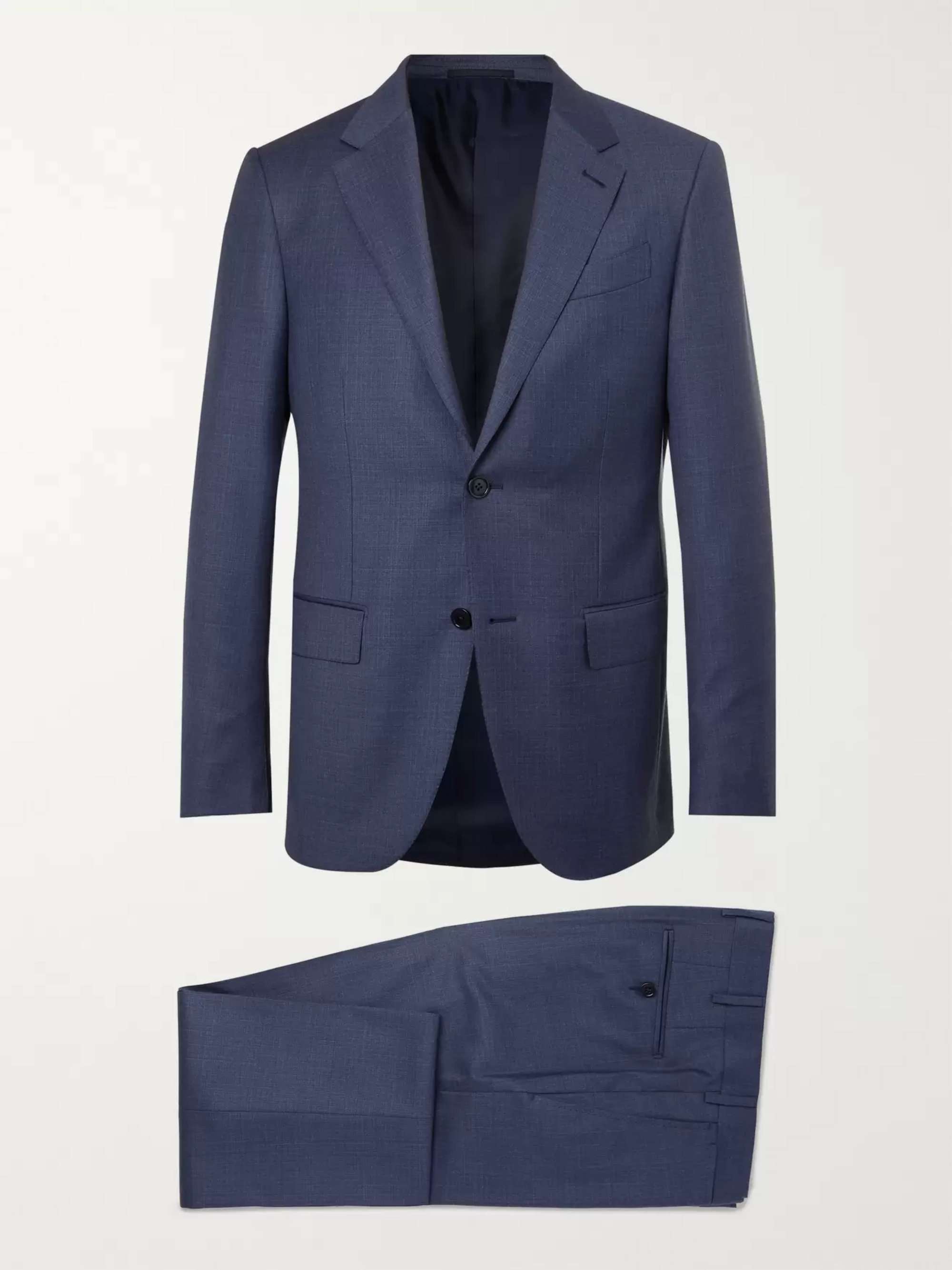 Z Zegna Two Button Wool Suit in Blue for Men Mens Clothing Suits 
