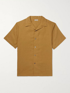 Margaret Howell Camp-collar Linen Shirt In Mustard