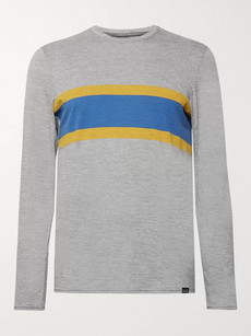 Patagonia Slim-fit Striped Capilene Jersey T-shirt In Gray