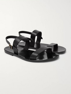 Saint Laurent Nu-pieds Sandal In Black Leather | ModeSens
