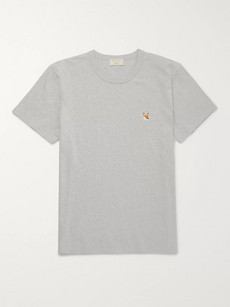 Maison Kitsuné Mélange Cotton-jersey T-shirt In Gray