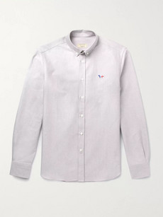 Maison Kitsuné Slim-fit Button-down Collar Cotton Oxford Shirt In Gray