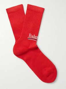 Balenciaga Intarsia Stretch Cotton-blend Socks In Red
