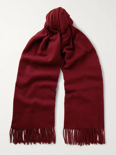 Acne Studios Canada Fringed Wool Scarf In Red